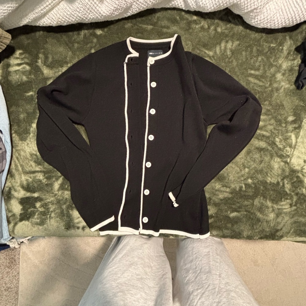 ASOS Black Cardigan with White Trim